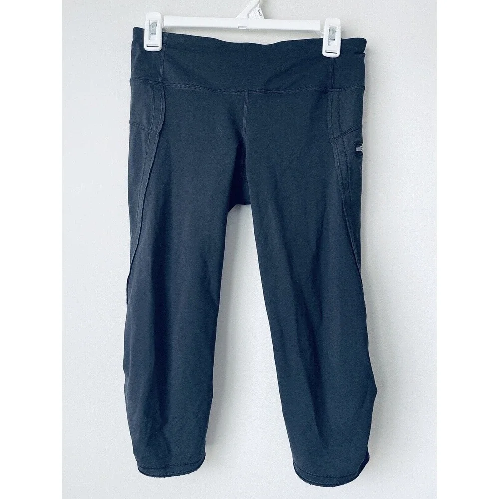 Lululemon Leggings Size 6 Black Side & Waist Pockets Yoga Pants Back Zip Pocket - Picture 2 of 6